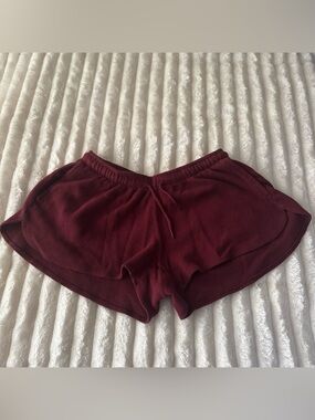 Brandy Melville Burgundy Waffle Knit Lounge Shorts One Size 100% Cotton